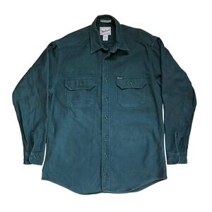 Vintage Woolrich Expedition Chamois Shirt Mens Large Tall Green Cotton Twill